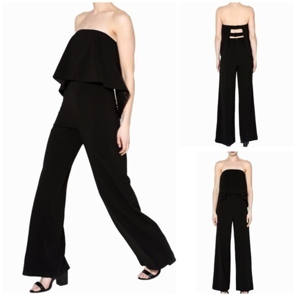 DO+BE black wide leg strapless jumpsuit Size Small - Picture 2 of 13